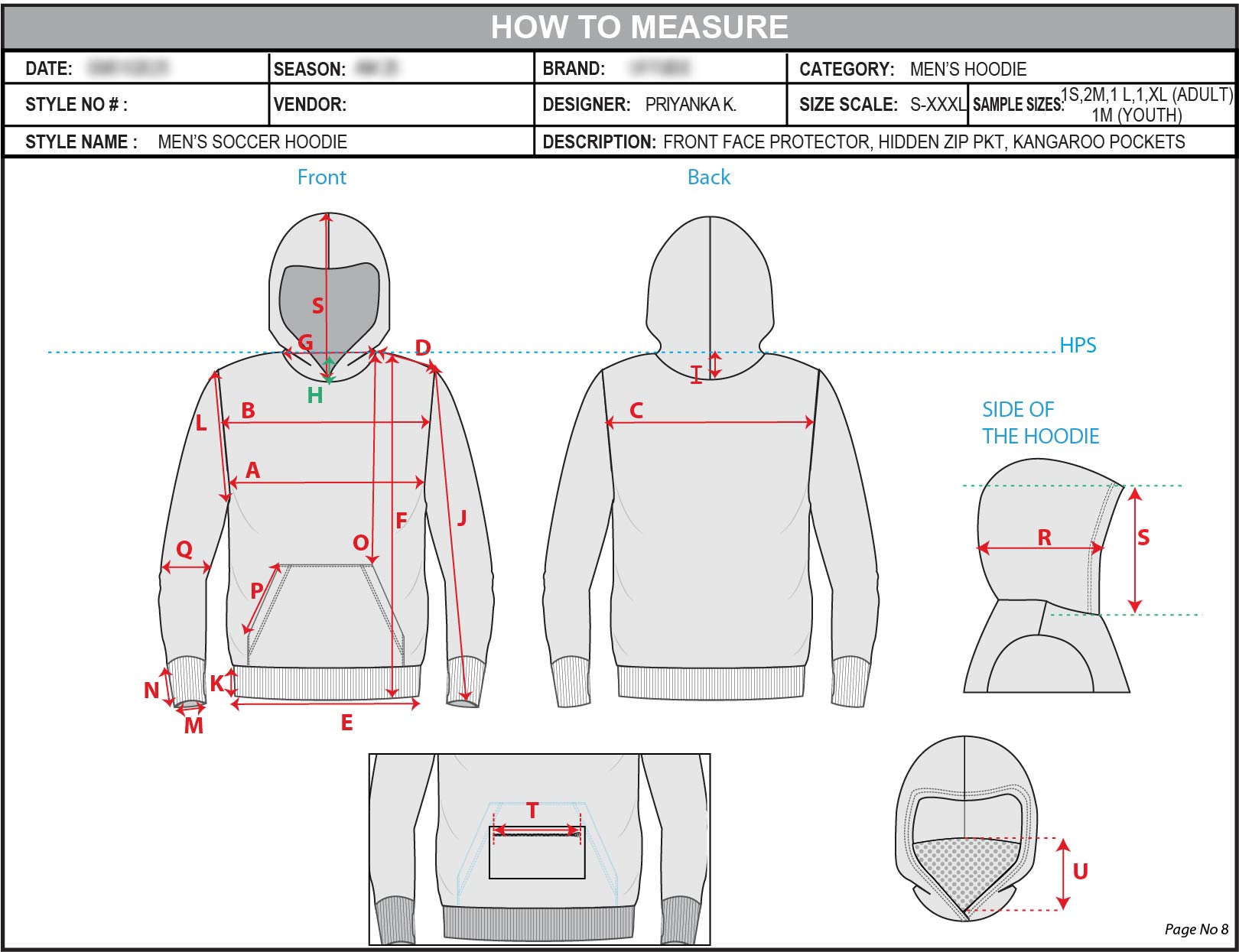 How-to-measure guide for the hoodie