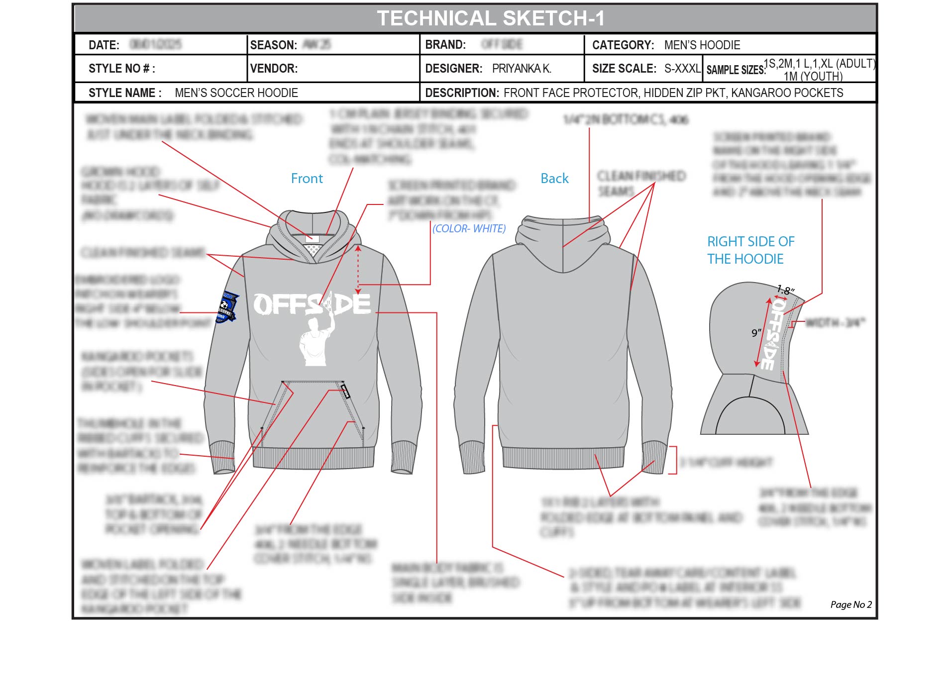 Technical sketch one showing construction callouts