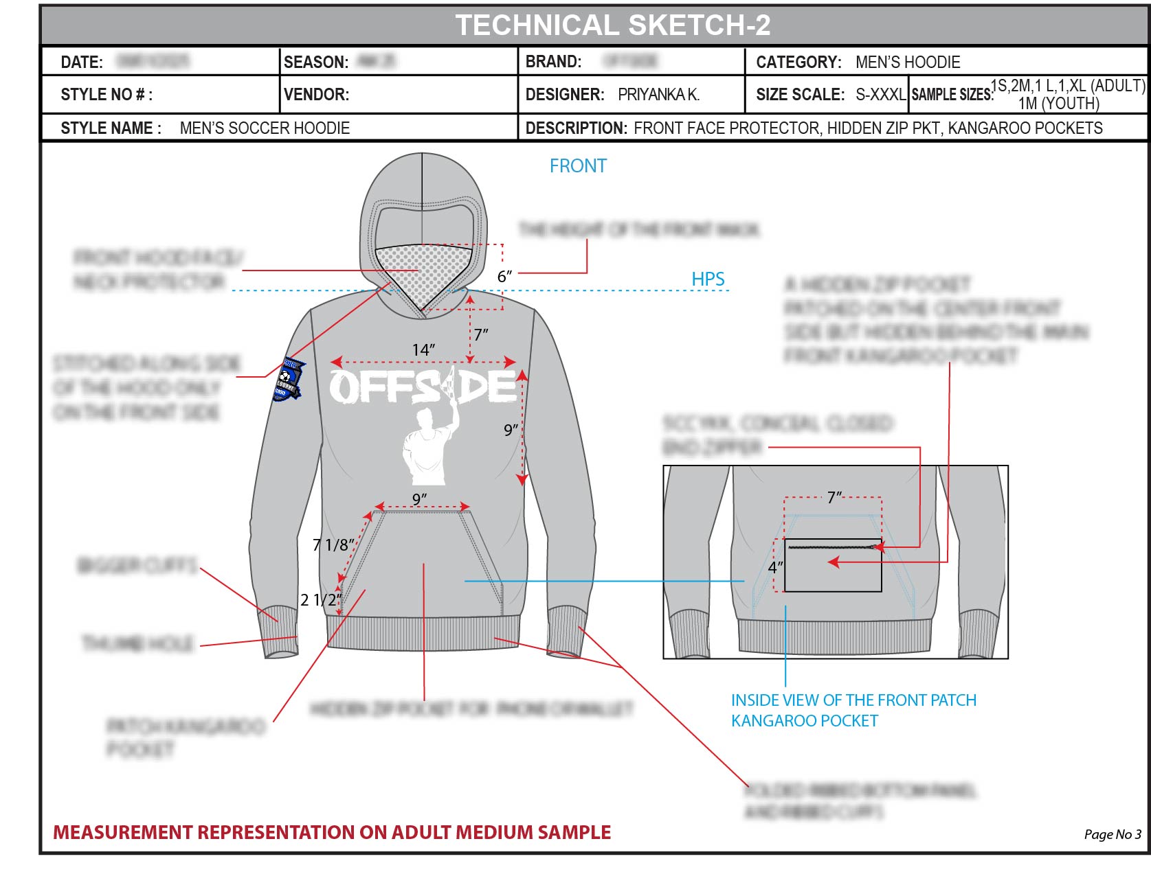 Technical sketch two showing measurement placement