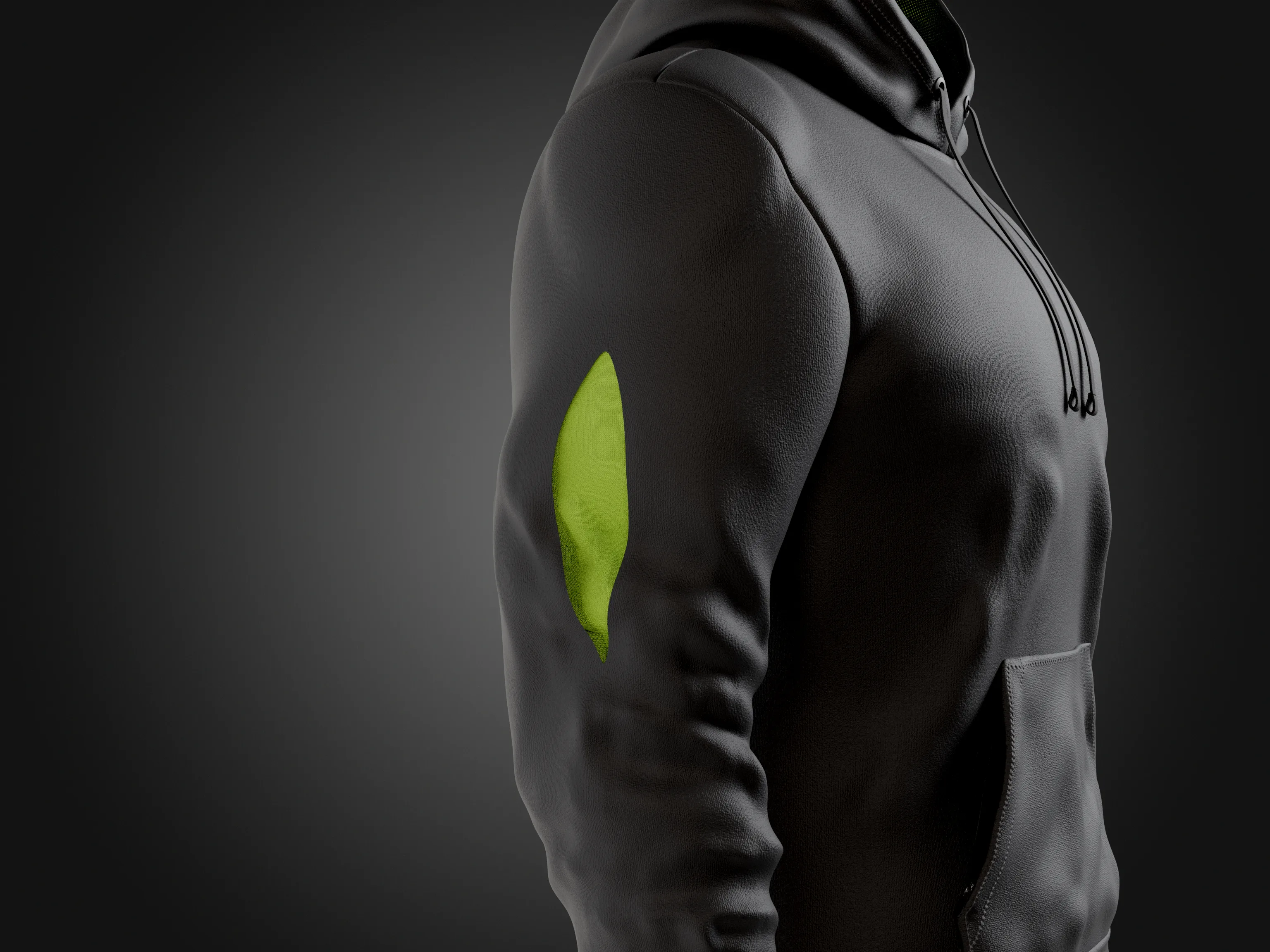 Close 3D view of the upper sleeve detail in its closed position